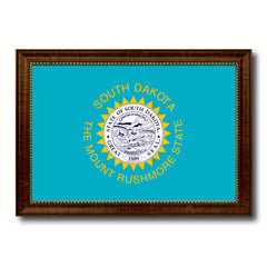 South Dakota State Flag Canvas Print with Custom Brown Picture Frame Home Decor Wall Art Decoration Gifts