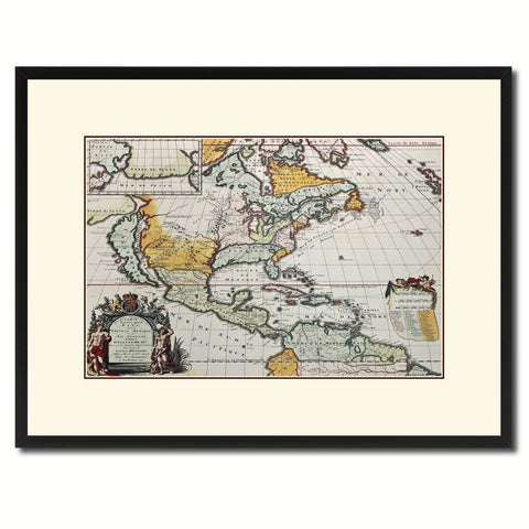 North America Vintage Antique Map Wall Art Home Decor Gift Ideas Canvas Print Custom Picture Frame