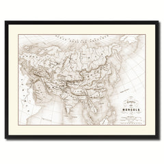 Mongolian Empire Asia Vintage Sepia Map Canvas Print, Picture Frame Gifts Home Decor Wall Art Decoration
