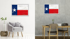 Texas State Flag Shabby Chic Gifts Home Decor Wall Art Canvas Print, White Wash Wood Frame