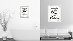 Impossible is not a fact It's an opinion - Muhammad Ali Motivational Quote Saying Canvas Print with Picture Frame Home Decor Wall Art, White Wash