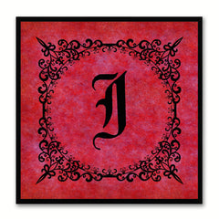 Alphabet I Red Canvas Print Black Frame Kids Bedroom Wall Décor Home Art