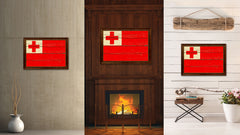 Tonga Country Flag Vintage Canvas Print with Brown Picture Frame Home Decor Gifts Wall Art Decoration Artwork