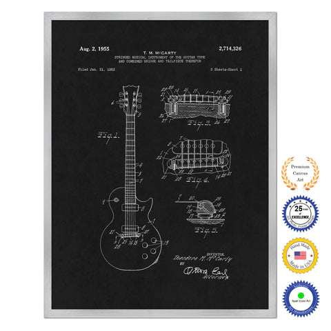 1955 Guitar Old Patent Art Print on Canvas Custom Framed Vintage Home Decor Wall Decoration Great for Gifts
