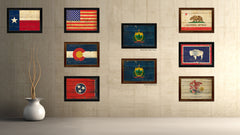 Vermont State Vintage Flag Canvas Print with Black Picture Frame Home Decor Man Cave Wall Art Collectible Decoration Artwork Gifts