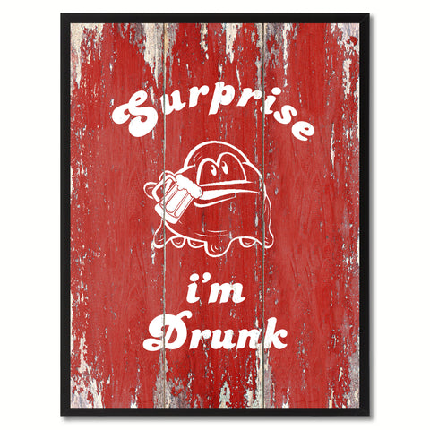 Surprise I'm Drunk Saying Canvas Print, Black Picture Frame Home Decor Wall Art Gifts