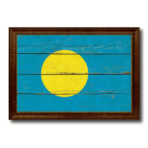Palau Country Flag Vintage Canvas Print with Brown Picture Frame Home Decor Gifts Wall Art Decoration Artwork