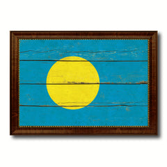 Palau Country Flag Vintage Canvas Print with Brown Picture Frame Home Decor Gifts Wall Art Decoration Artwork