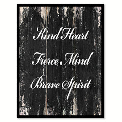 Kind heart fierce mind bave spirit Motivational Quote Saying Canvas Print with Picture Frame Home Decor Wall Art