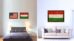 Hungary Country Flag Texture Canvas Print with Brown Custom Picture Frame Home Decor Gift Ideas Wall Art Decoration