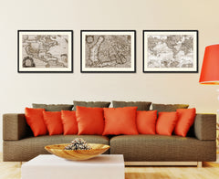 Finland Centuries Vintage Sepia Map Canvas Print, Picture Frame Gifts Home Decor Wall Art Decoration