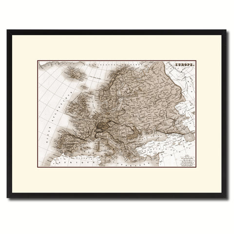 Europe Vintage Sepia Map Canvas Print, Picture Frame Gifts Home Decor Wall Art Decoration