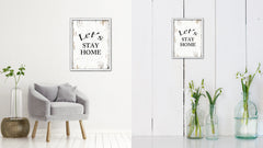 Let's Stay Home Vintage Saying Gifts Home Decor Wall Art Canvas Print with Custom Picture Frame