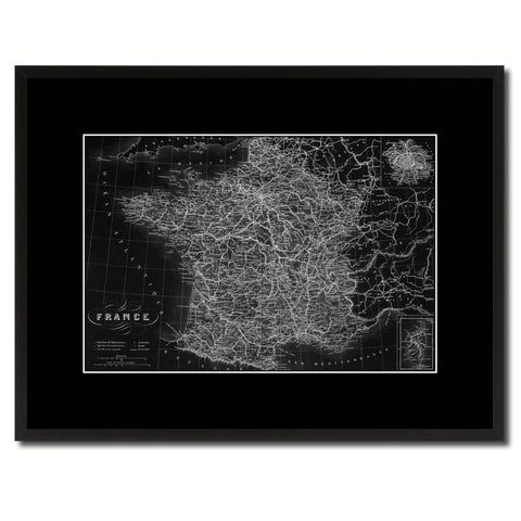 France Paris Vintage Monochrome Map Canvas Print, Gifts Picture Frames Home Decor Wall Art