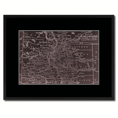 Colorado Vintage Vivid Sepia Map Canvas Print, Picture Frames Home Decor Wall Art Decoration Gifts
