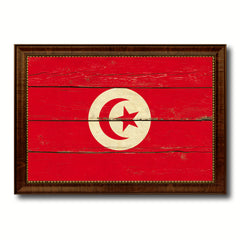 Tunisia Country Flag Vintage Canvas Print with Brown Picture Frame Home Decor Gifts Wall Art Decoration Artwork