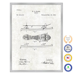1898 Skate Old Patent Art Print on Canvas Custom Framed Vintage Home Decor Wall Decoration Great for Gifts