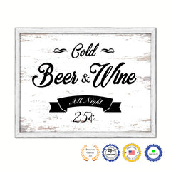 Fresh Beer & Wine Vintage Sign Gifts Home Decor Wall Art Canvas Print with Custom Picture Frame
