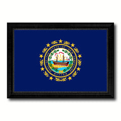New Hampshire State Flag Canvas Print with Custom Black Picture Frame Home Decor Wall Art Decoration Gifts