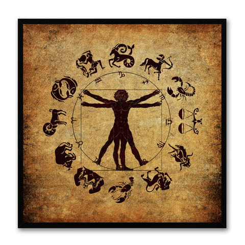Zodiac Dog Horoscope Canvas Print, Black Picture Frame Home Decor Wall Art Gift