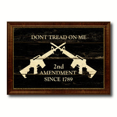 2nd Amendment Dont Tread On Me M4 Rifle Military Flag Vintage Canvas Print with Brown Picture Frame Gifts Ideas Home Decor Wall Art Decoration