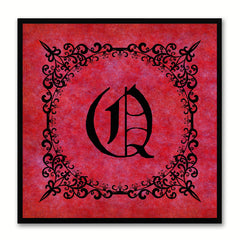 Alphabet Q Red Canvas Print Black Frame Kids Bedroom Wall Décor Home Art