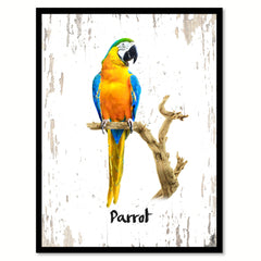 Parrot Bird Canvas Print, Black Picture Frame Gift Ideas Home Decor Wall Art Decoration