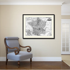 Mexico Vintage B&W Map Canvas Print, Picture Frame Home Decor Wall Art Gift Ideas