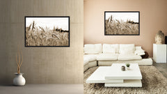 Nutritious Nature Grain Paddy Field Sepia Landscape decor, National Park, Sightseeing, Attractions, Black Frame