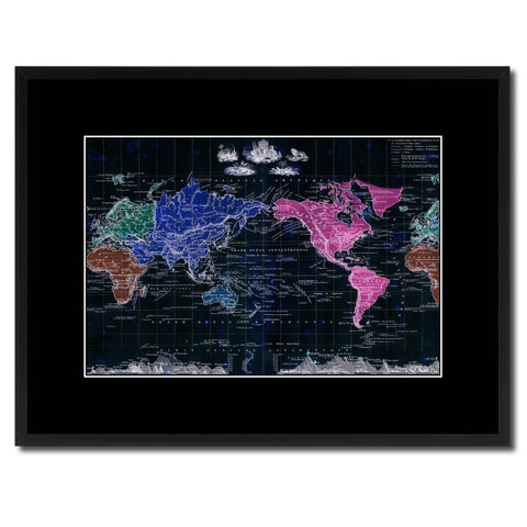 World Vintage Vivid Color Map Canvas Print, Picture Frame Home Decor Wall Art Office Decoration Gift Ideas