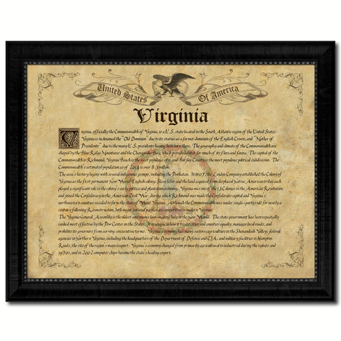 Virginia Vintage History Flag Canvas Print, Picture Frame Gift Ideas Home Décor Wall Art Decoration
