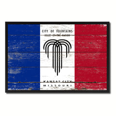Kansas City Missouri State Flag Vintage Canvas Print with Black Picture Frame Home Decor Wall Art Collectible Decoration Artwork Gifts