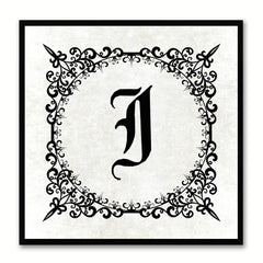 Alphabet I White Canvas Print Black Frame Kids Bedroom Wall Décor Home Art