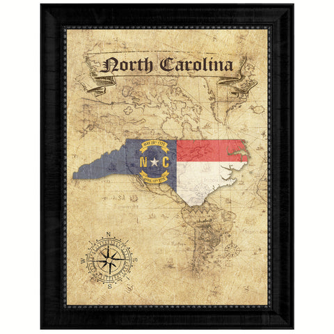 North Carolina State Vintage Map Gifts Home Decor Wall Art Office Decoration