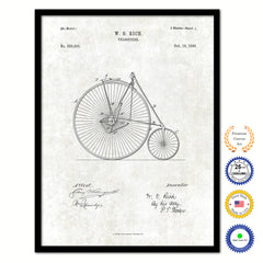 1886 Velocipede Old Patent Art Print on Canvas Custom Framed Vintage Home Decor Wall Decoration Great for Gifts