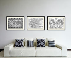 Prussia Germany Vintage B&W Map Canvas Print, Picture Frame Home Decor Wall Art Gift Ideas