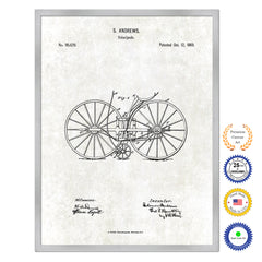 1869 Velocipede Old Patent Art Print on Canvas Custom Framed Vintage Home Decor Wall Decoration Great for Gifts