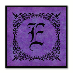Alphabet E Purple Canvas Print Black Frame Kids Bedroom Wall Décor Home Art