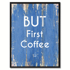 But First Coffee Saying Canvas Print, Black Picture Frame Home Decor Wall Art Gifts