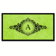 Alphabet Letter A Green Canvas Print, Black Custom Frame