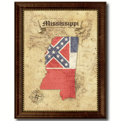 Mississippi State Vintage Map Home Decor Wall Art Office Decoration Gift Ideas
