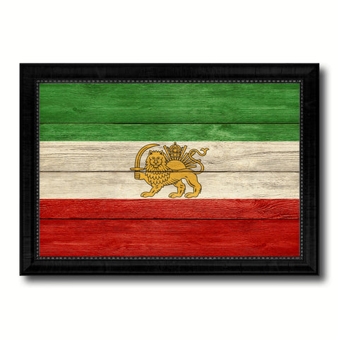 Old Iran Country Flag Texture Canvas Print with Black Picture Frame Home Decor Wall Art Decoration Collection Gift Ideas