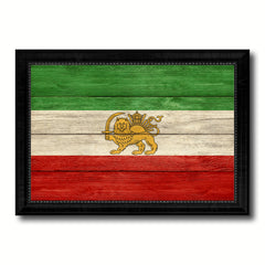 Old Iran Country Flag Texture Canvas Print with Black Picture Frame Home Decor Wall Art Decoration Collection Gift Ideas