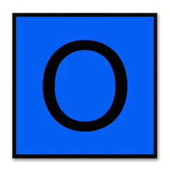 Alphabet O Blue Canvas Print Black Frame Kids Bedroom Wall Décor Home Art