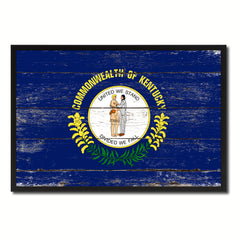 Kentucky State Flag Vintage Canvas Print with Black Picture Frame Home DecorWall Art Collectible Decoration Artwork Gifts