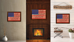 The Pledge of Allegiance American USA Flag Vintage Canvas Print with Brown Picture Frame Gifts Ideas Home Decor Wall Art Decoration