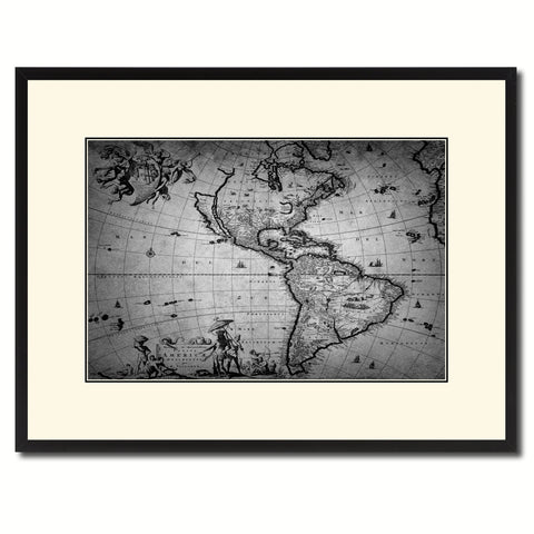 Europe  Asia Vintage B&W Map Canvas Print, Picture Frame Home Decor Wall Art Gift Ideas