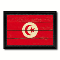 Tunisia Country Flag Vintage Canvas Print with Black Picture Frame Home Decor Gifts Wall Art Decoration Artwork