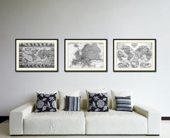 Europe Vintage B&W Map Canvas Print, Picture Frame Home Decor Wall Art Gift Ideas