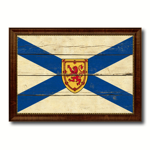 Nova Scotia Province City Canada Country Vintage Flag Canvas Print Brown Picture Frame